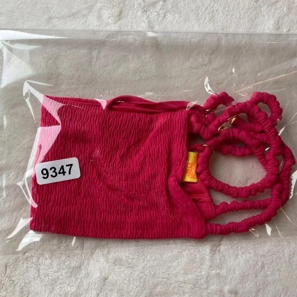 New! Set! Agua Bendita hot pink smocked Minta bikini 19521 19347